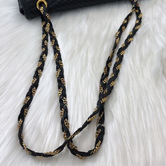 BALLY Quilted Chain Shoulder Bag Leather Black Gold Authentic - Picture 13 of 16